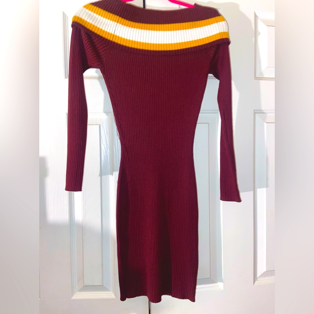 Burgundy sweater dress with halter top
